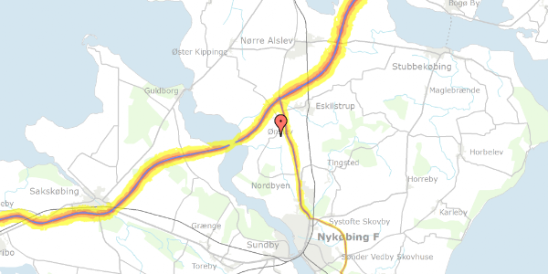 Trafikstøjkort på Klodskovvej 101, 4863 Eskilstrup