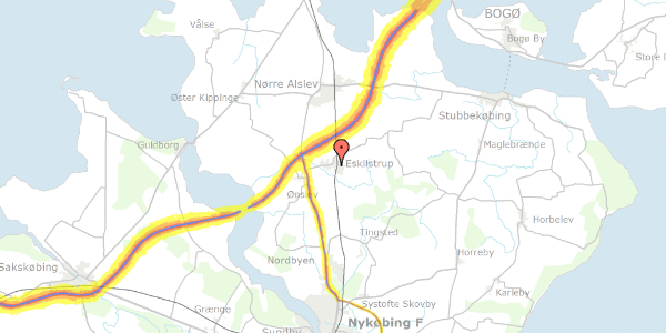 Trafikstøjkort på Kløvermarksvej 12, 4863 Eskilstrup