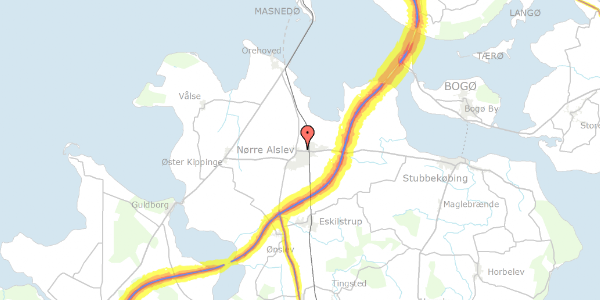 Trafikstøjkort på Knud Olsensgade 19, 4840 Nørre Alslev