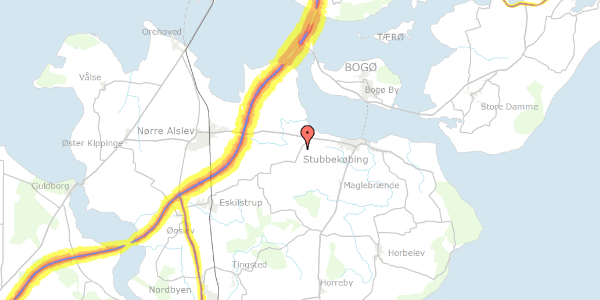 Trafikstøjkort på Lillebrændevej 8, 4850 Stubbekøbing