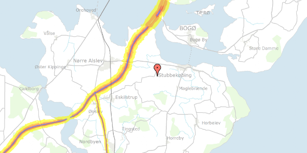 Trafikstøjkort på Lillebrændevej 24, 4850 Stubbekøbing