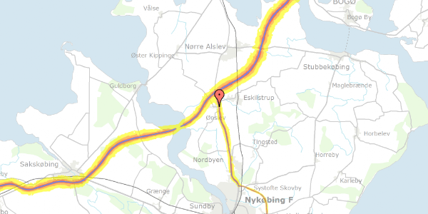 Trafikstøjkort på Lundbyvej 16, 4863 Eskilstrup