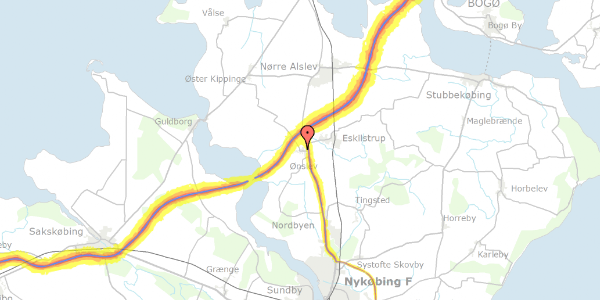 Trafikstøjkort på Lundbyvej 28, 4863 Eskilstrup