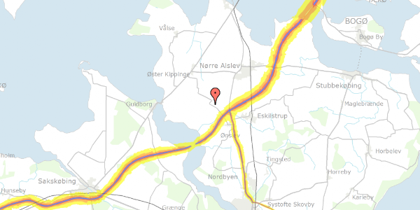 Trafikstøjkort på Lundbyvej 51B, 4840 Nørre Alslev