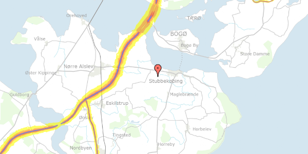 Trafikstøjkort på Lyngbyvej 8, 4850 Stubbekøbing