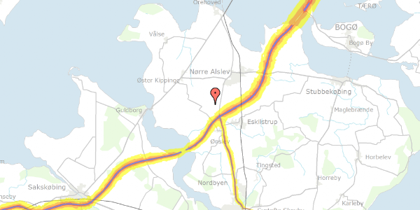 Trafikstøjkort på Lyttehøjvej 24, 4840 Nørre Alslev