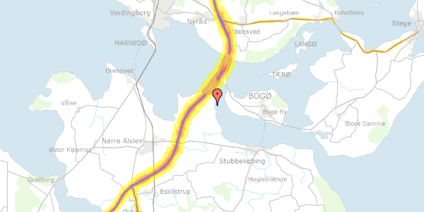 Trafikstøjkort på Lærkevænget 1, 4850 Stubbekøbing