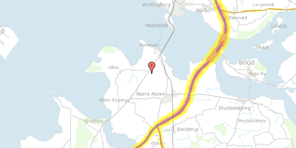 Trafikstøjkort på Møllebankevej 2, 4840 Nørre Alslev