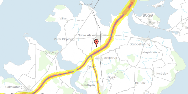 Trafikstøjkort på Nr Kirkebyvej 5, 4840 Nørre Alslev