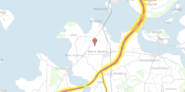 Trafikstøjkort på Nr Vedby Kirkevej 18, 4840 Nørre Alslev