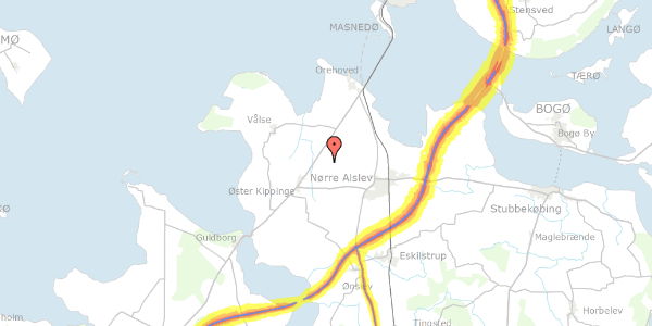 Trafikstøjkort på Nr Vedby Kirkevej 19, 4840 Nørre Alslev