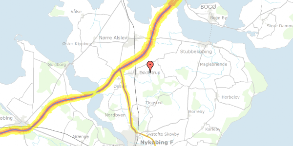 Trafikstøjkort på Nybyvej 3, 4863 Eskilstrup