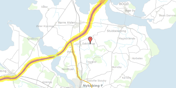 Trafikstøjkort på Nybyvej 8, 4863 Eskilstrup