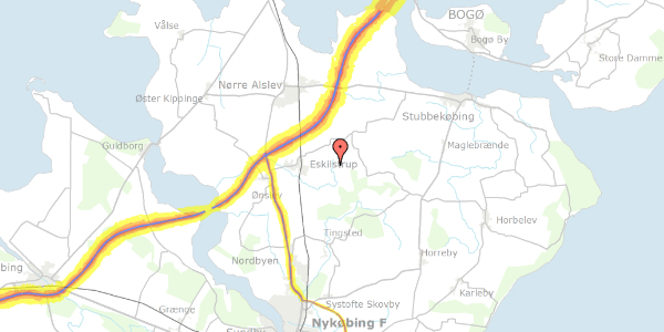 Trafikstøjkort på Nybyvej 12, 4863 Eskilstrup