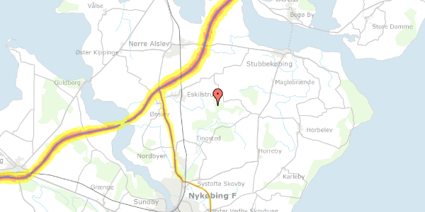 Trafikstøjkort på Nybyvej 24, 4863 Eskilstrup