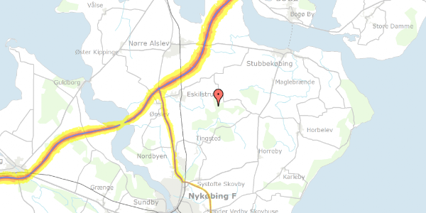 Trafikstøjkort på Nybyvej 26, 4863 Eskilstrup