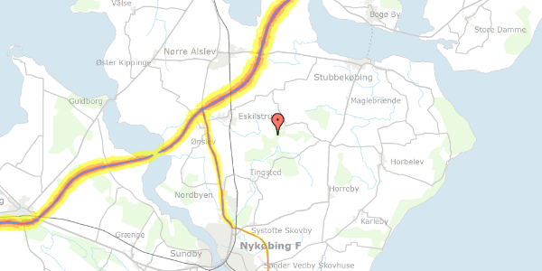 Trafikstøjkort på Nybyvej 30, 4863 Eskilstrup