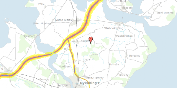 Trafikstøjkort på Nybyvej 33, 4863 Eskilstrup