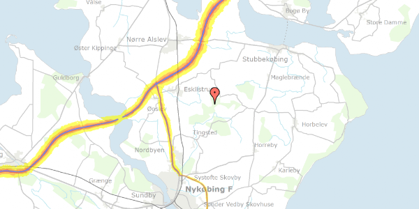 Trafikstøjkort på Nybyvej 47, 4863 Eskilstrup