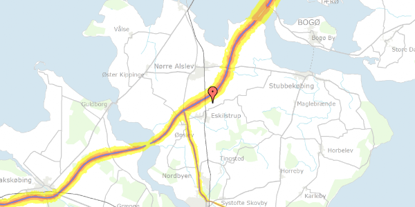 Trafikstøjkort på Nygårdsvej 3, 4863 Eskilstrup