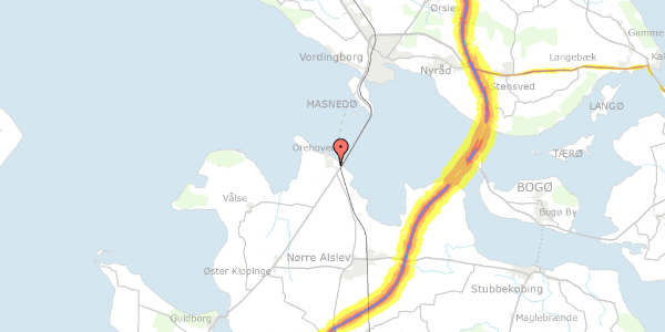 Trafikstøjkort på Nyvej 22, 4840 Nørre Alslev