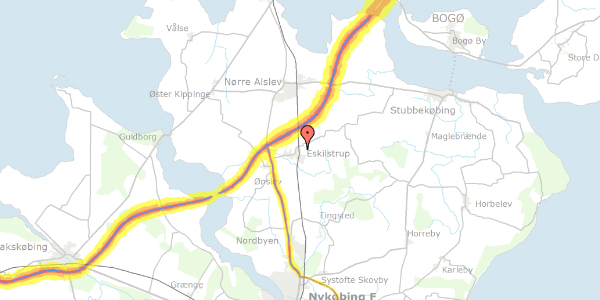 Trafikstøjkort på Nørregade 23A, 4863 Eskilstrup