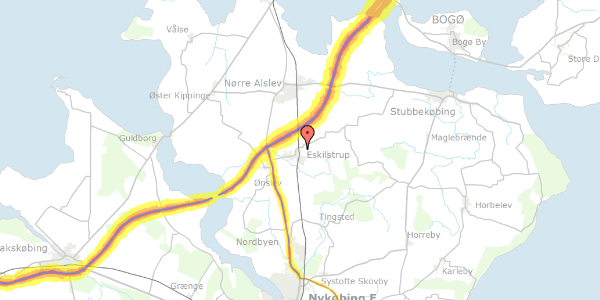 Trafikstøjkort på Nørregade 33, 4863 Eskilstrup