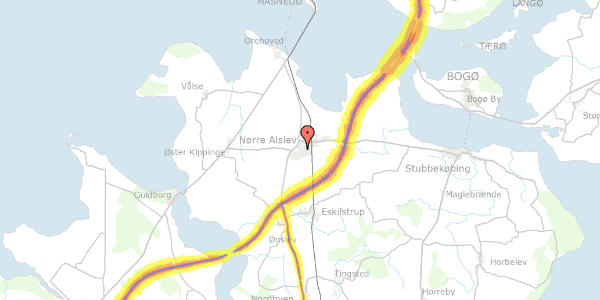 Trafikstøjkort på Peter Hviidsvej 8, 4840 Nørre Alslev