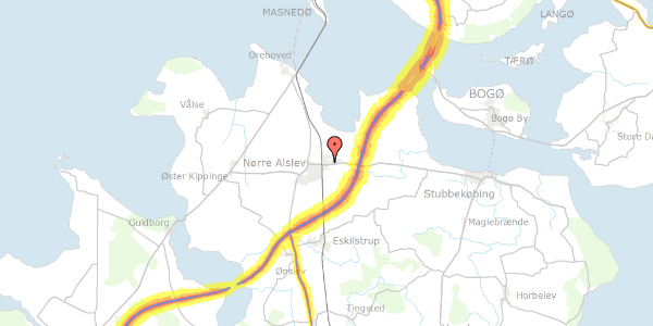 Trafikstøjkort på Peter L Jensens Vej 8, 4840 Nørre Alslev