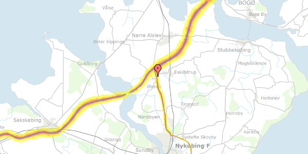 Trafikstøjkort på Præstegårdsvej 8, 4863 Eskilstrup