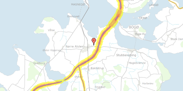 Trafikstøjkort på Ravnse Byvej 9, 4840 Nørre Alslev