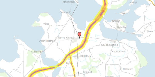 Trafikstøjkort på Ravnsevej 15, 4840 Nørre Alslev