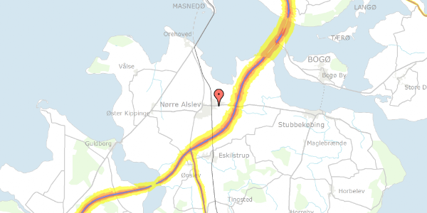 Trafikstøjkort på Ravnsevej 23, 4840 Nørre Alslev