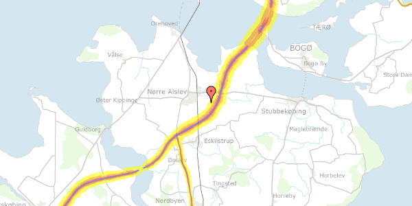 Trafikstøjkort på Skerne Skovvej 10, 4840 Nørre Alslev