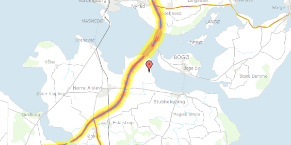 Trafikstøjkort på Skovby Tværvej 1, 4850 Stubbekøbing