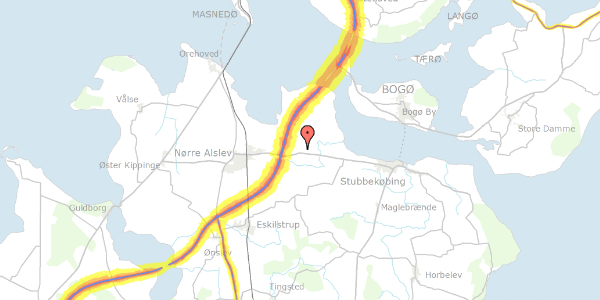 Trafikstøjkort på Skovbyvej 11, 4840 Nørre Alslev