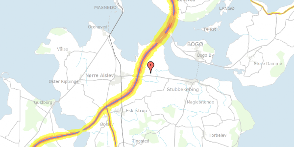 Trafikstøjkort på Skovbyvej 17, 4840 Nørre Alslev