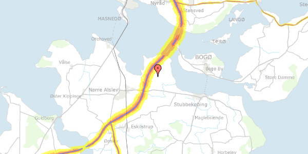 Trafikstøjkort på Skovbyvej 29, 4840 Nørre Alslev