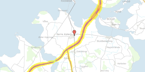 Trafikstøjkort på Skovvej 9, 4840 Nørre Alslev