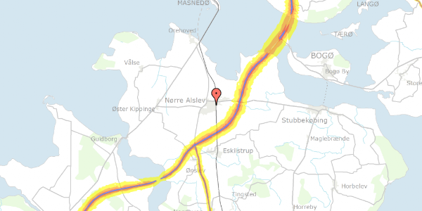 Trafikstøjkort på Skovvej 11, 4840 Nørre Alslev