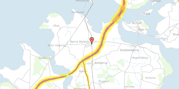 Trafikstøjkort på Skovvej 26, st. 304, 4840 Nørre Alslev