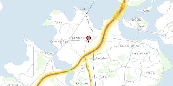 Trafikstøjkort på Smedevej 2, 4840 Nørre Alslev