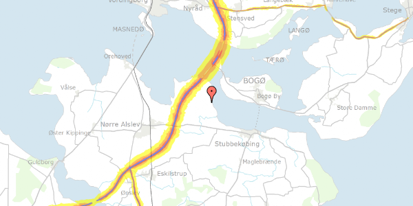 Trafikstøjkort på Sortsøvej 29B, 4850 Stubbekøbing