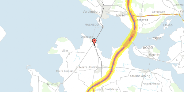 Trafikstøjkort på Storstrømsvej 122, 4840 Nørre Alslev