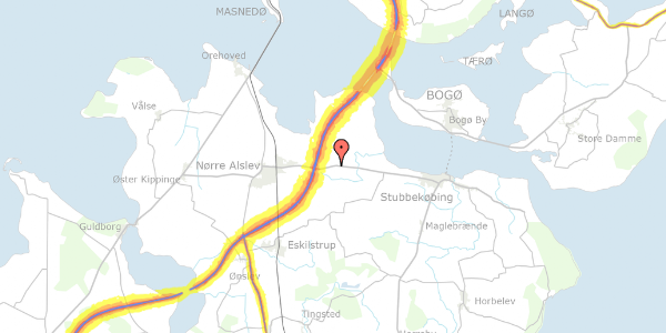 Trafikstøjkort på Stubbekøbingvej 22, 4840 Nørre Alslev