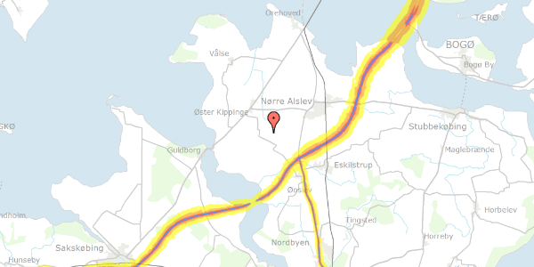 Trafikstøjkort på Stubvej 3, 4840 Nørre Alslev