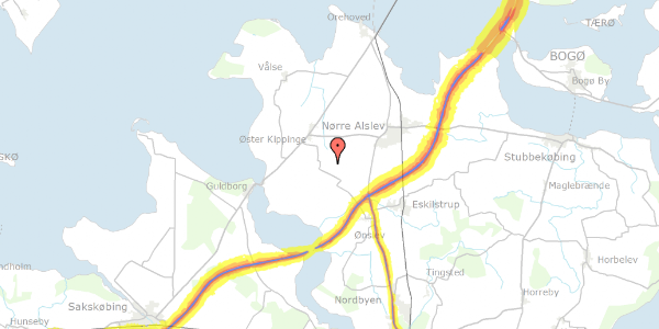 Trafikstøjkort på Stubvej 4, 4840 Nørre Alslev