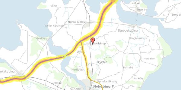 Trafikstøjkort på Søndergade 4, 4863 Eskilstrup