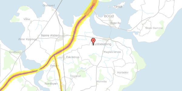 Trafikstøjkort på Teglbrændervej 22, 4850 Stubbekøbing