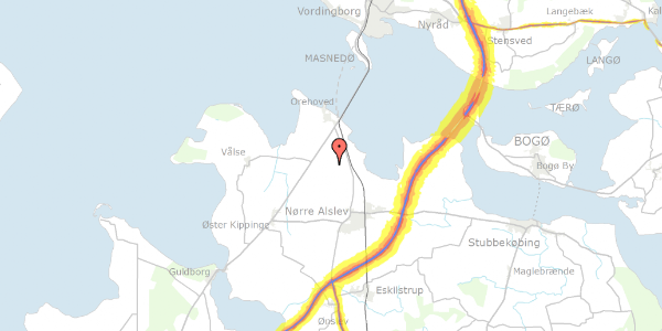 Trafikstøjkort på Ulriksdalsvej 12, 4840 Nørre Alslev